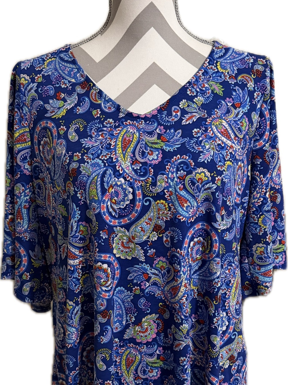 Dear Scarlett Blue Paisley V-Neck Women's Top
